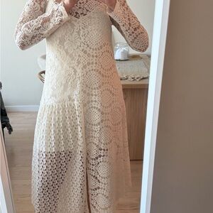 Zara Cream Long Sleeve Lace Dress